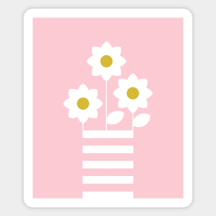 Pretty white abstract flowers design on baby pink background Sticker